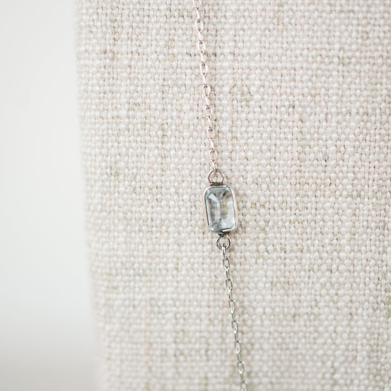 Platinum Aquamarine Station Necklace