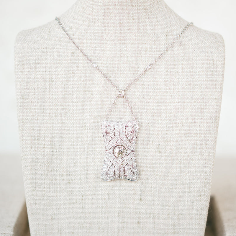 Art Deco antique platinum pendant