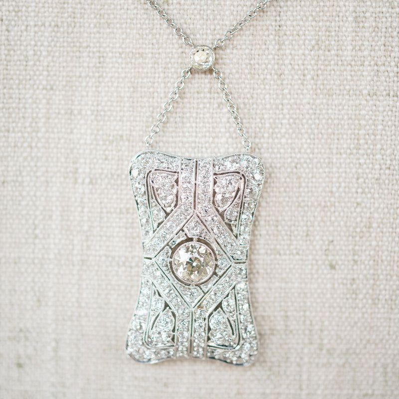 Art Deco antique platinum pendant