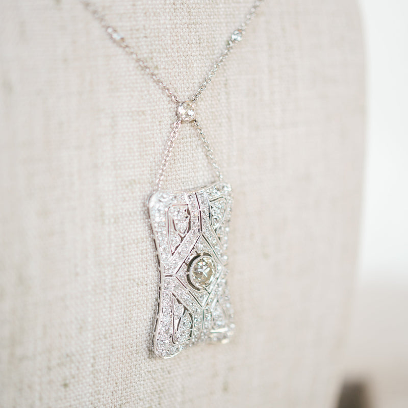 Art Deco antique platinum pendant