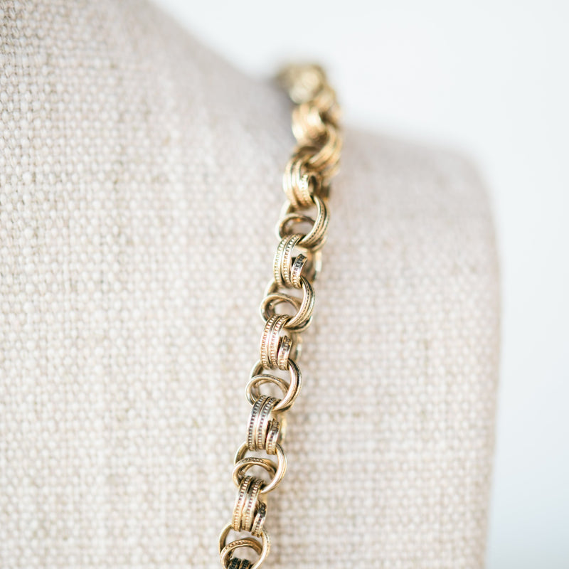 Gold Filled Engraved Rolo Chain