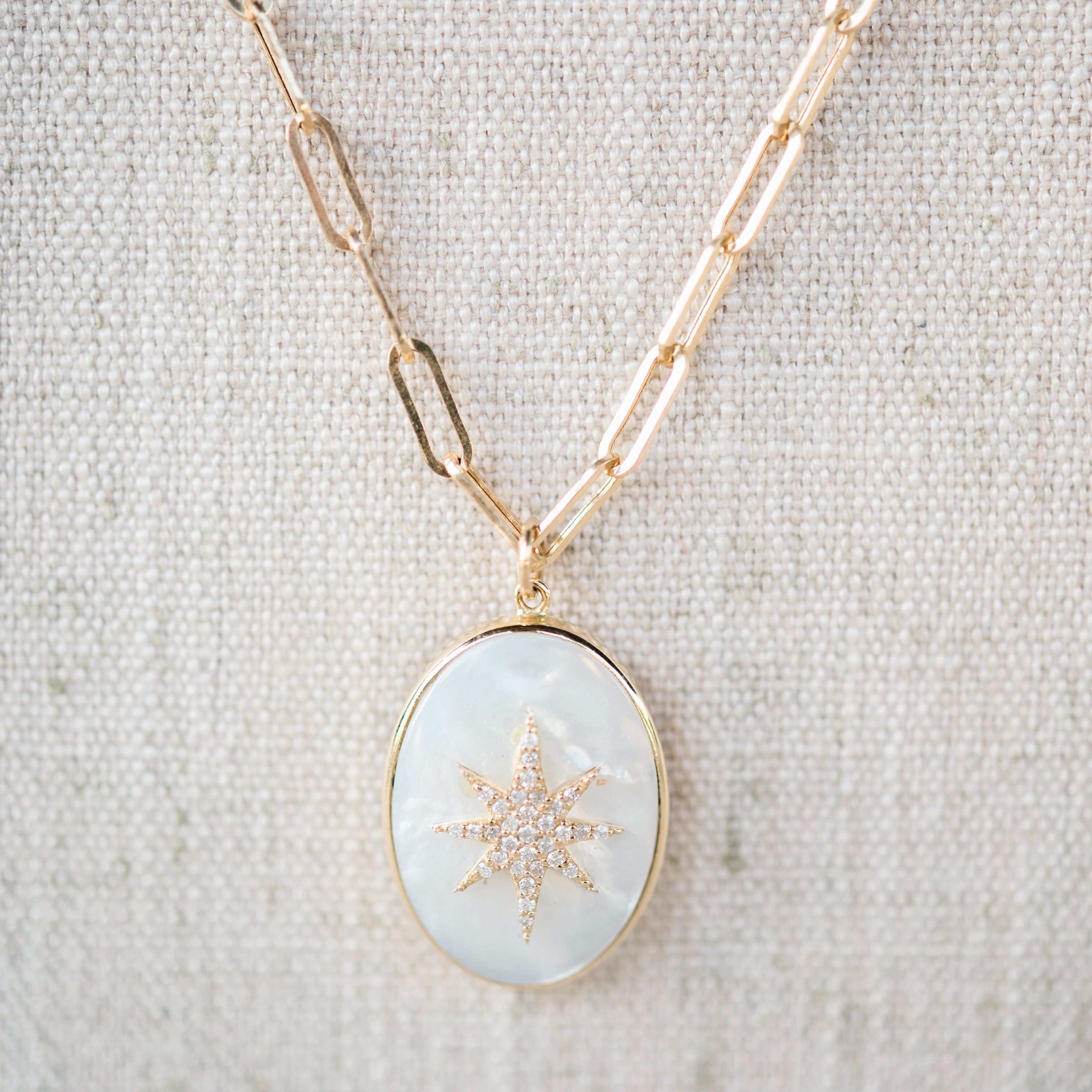 Mother of Pearl and Diamond Pendant