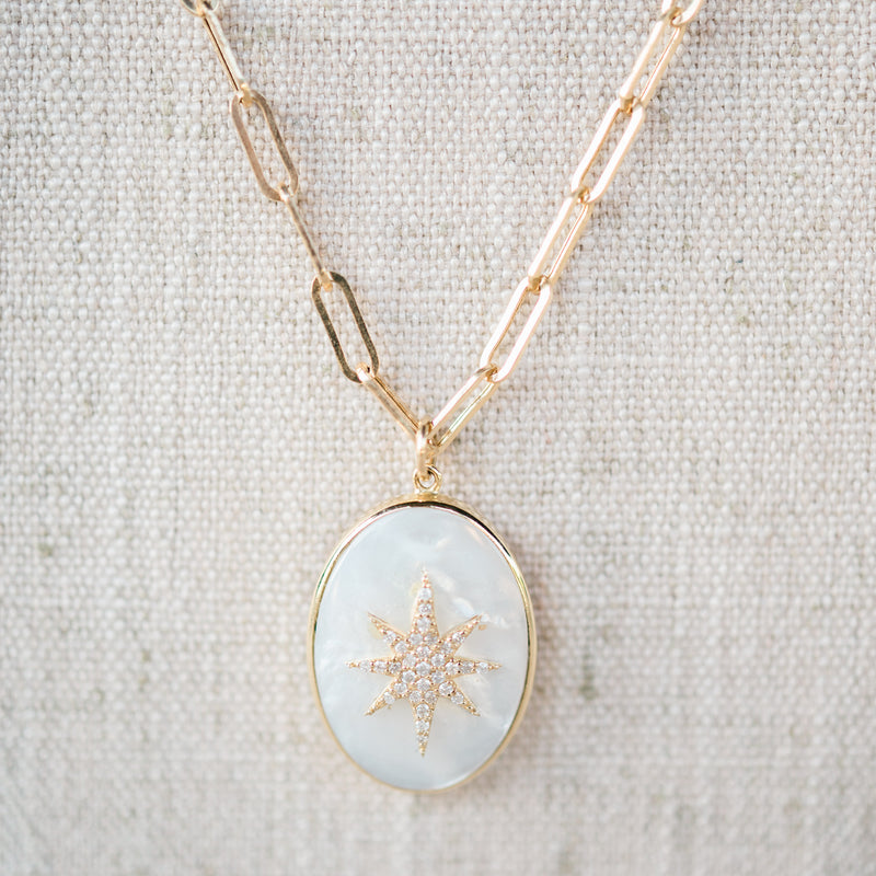 Mother of Pearl and Diamond Pendant