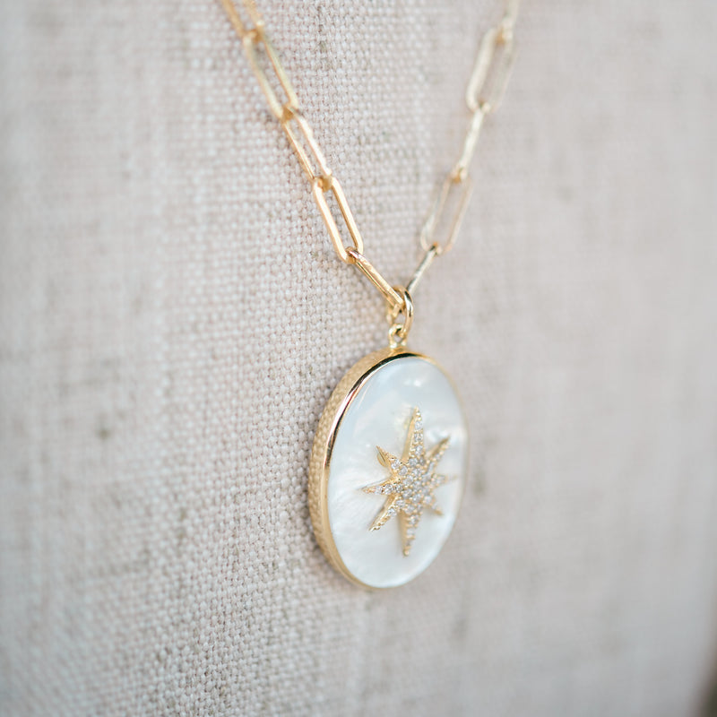 Mother of Pearl and Diamond Pendant