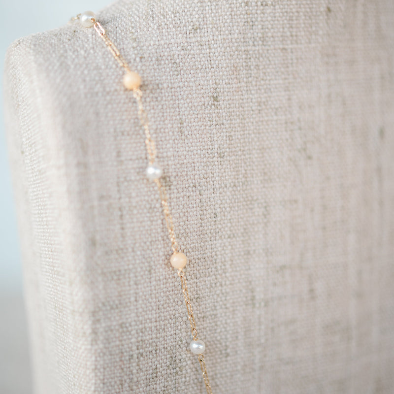 Pearl and Coral Station Necklace