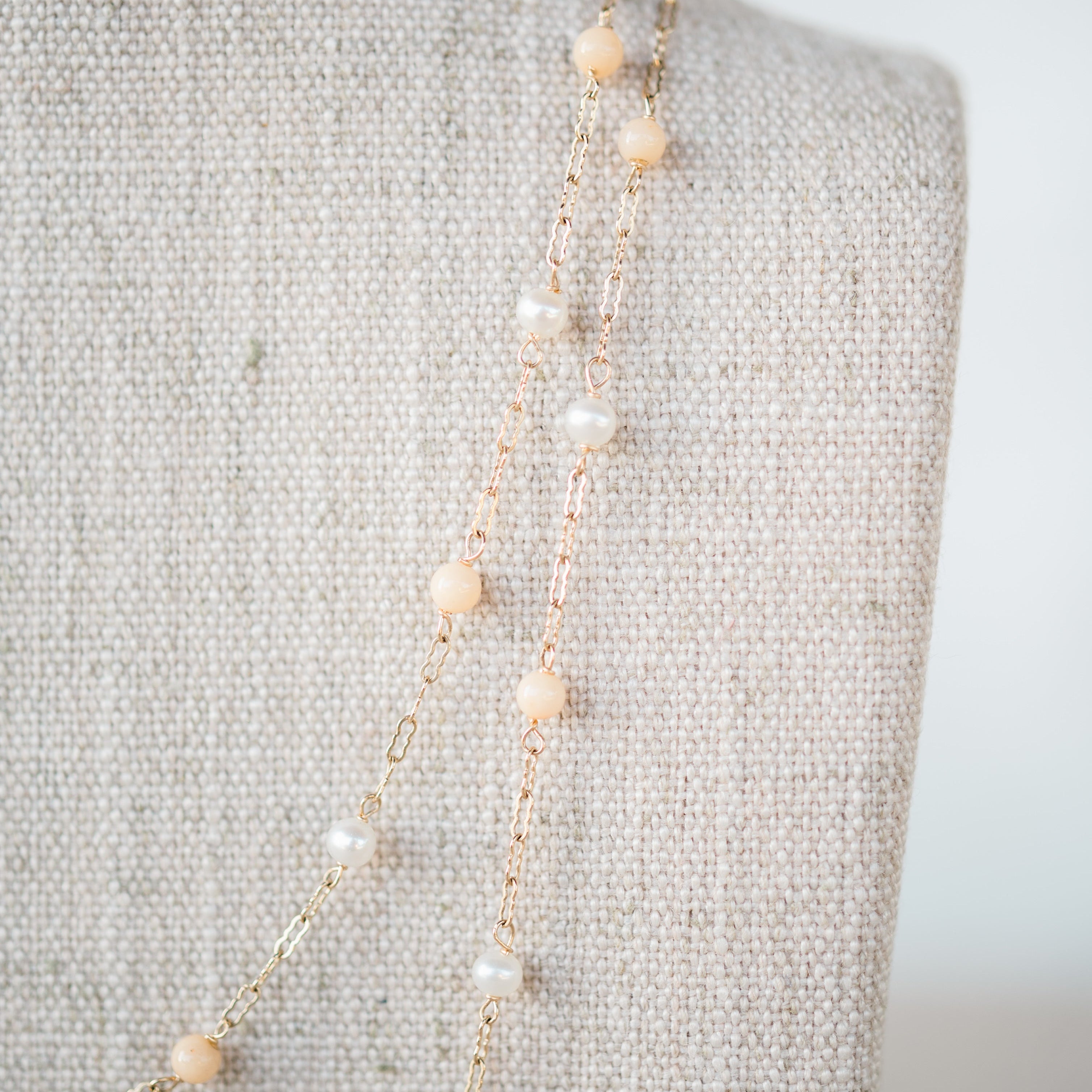 Pearl and Coral Station Necklace