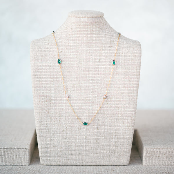 diamond and emerald station necklace