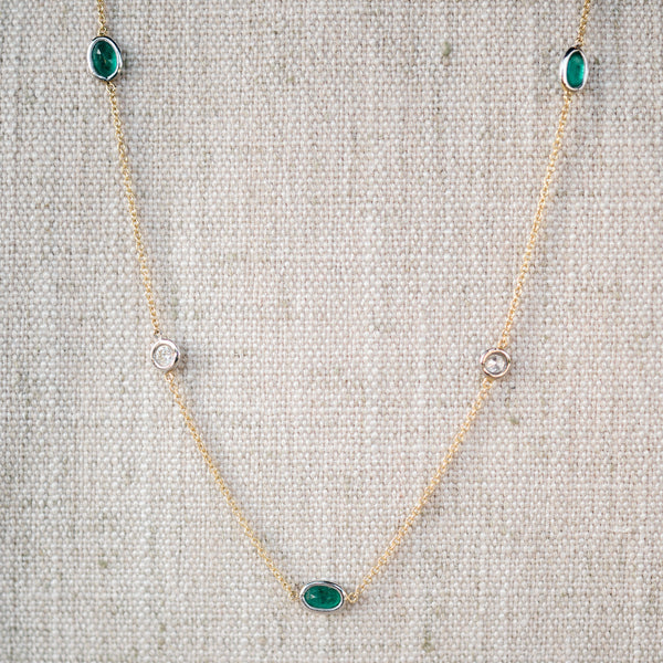 diamond and emerald station necklace