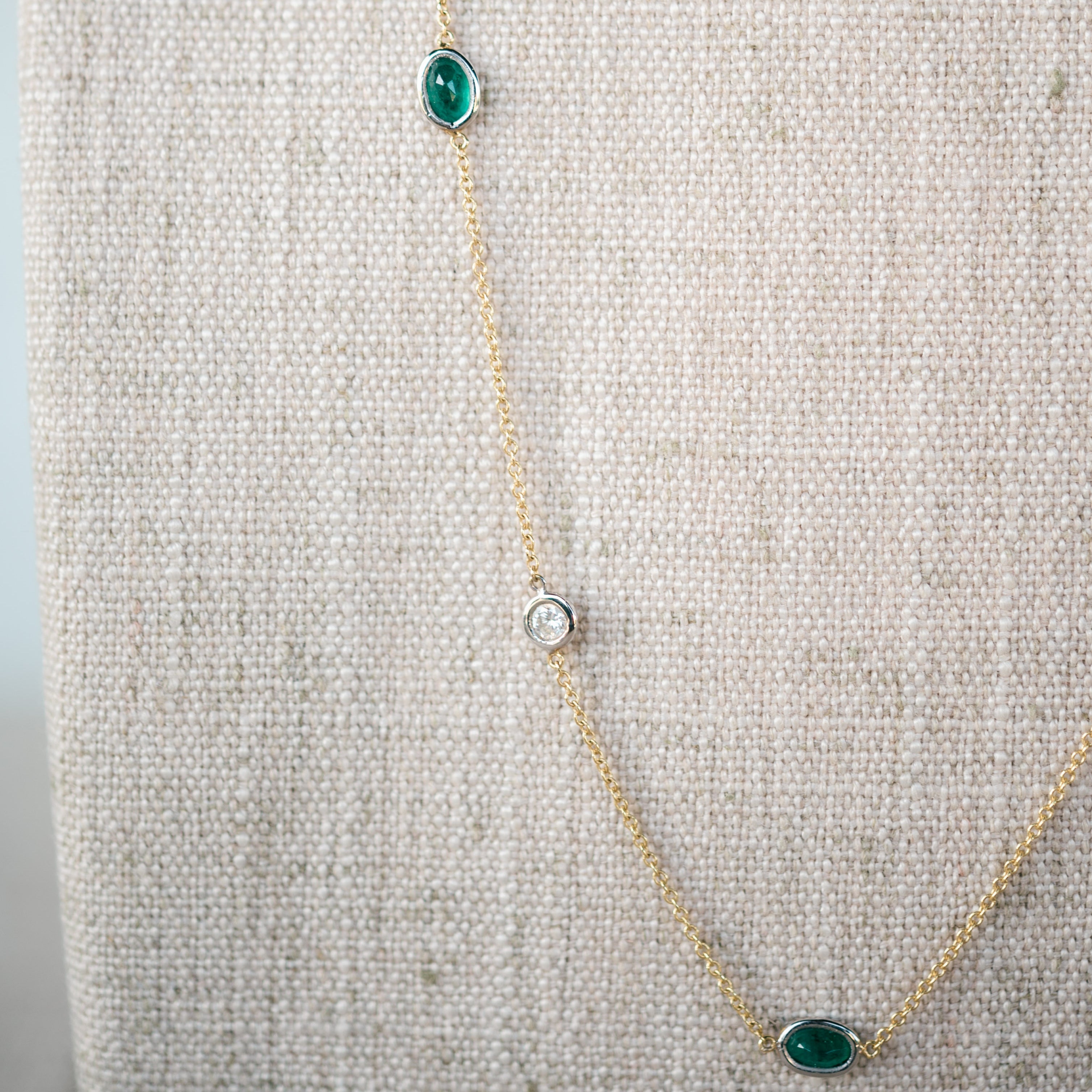 diamond and emerald station necklace