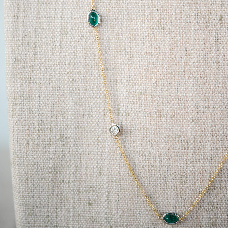diamond and emerald station necklace