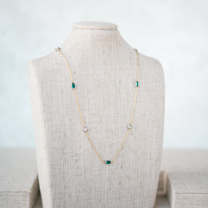 diamond and emerald station necklace