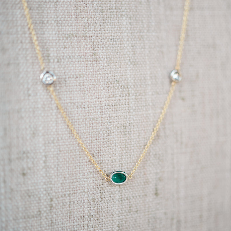 diamond and emerald station necklace