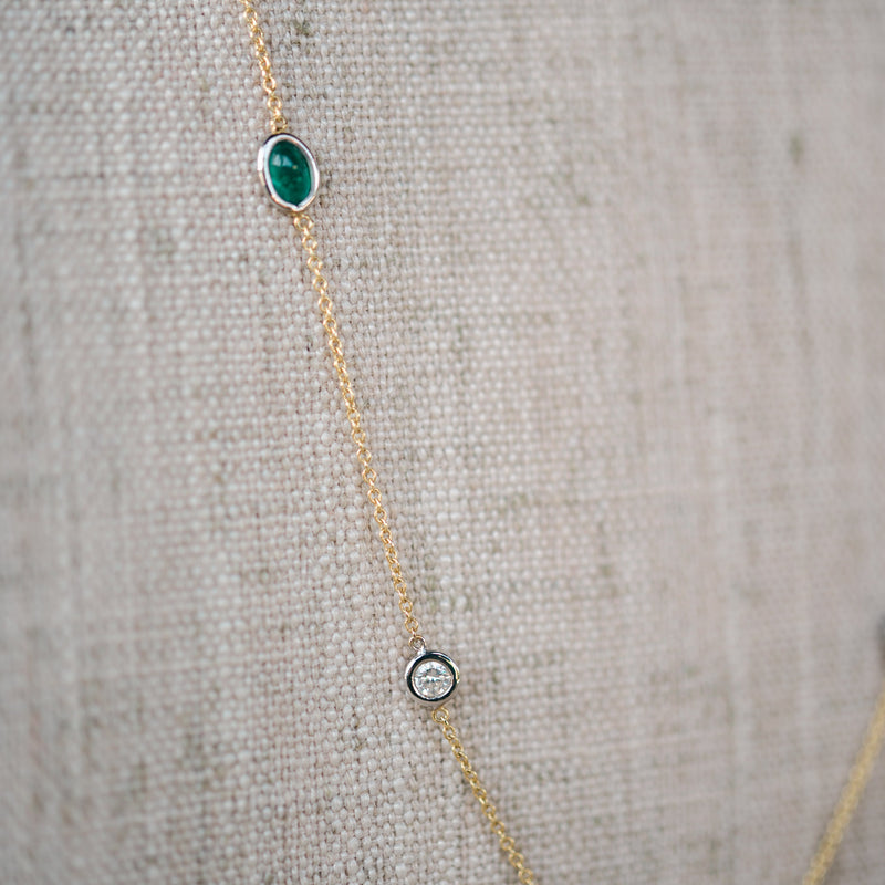diamond and emerald station necklace