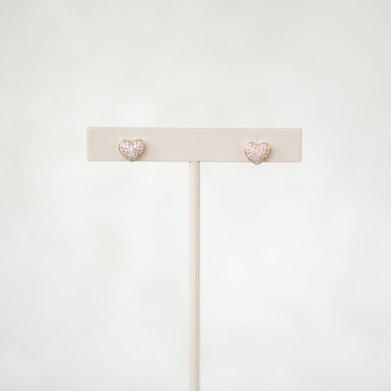 Yellow Gold Diamond Heart Studs