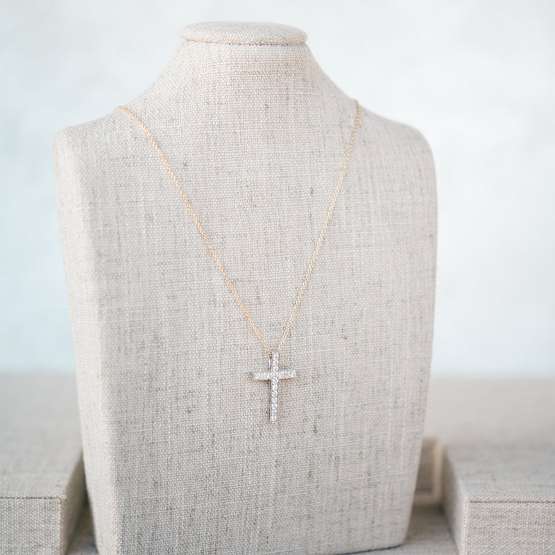 pave set diamond cross