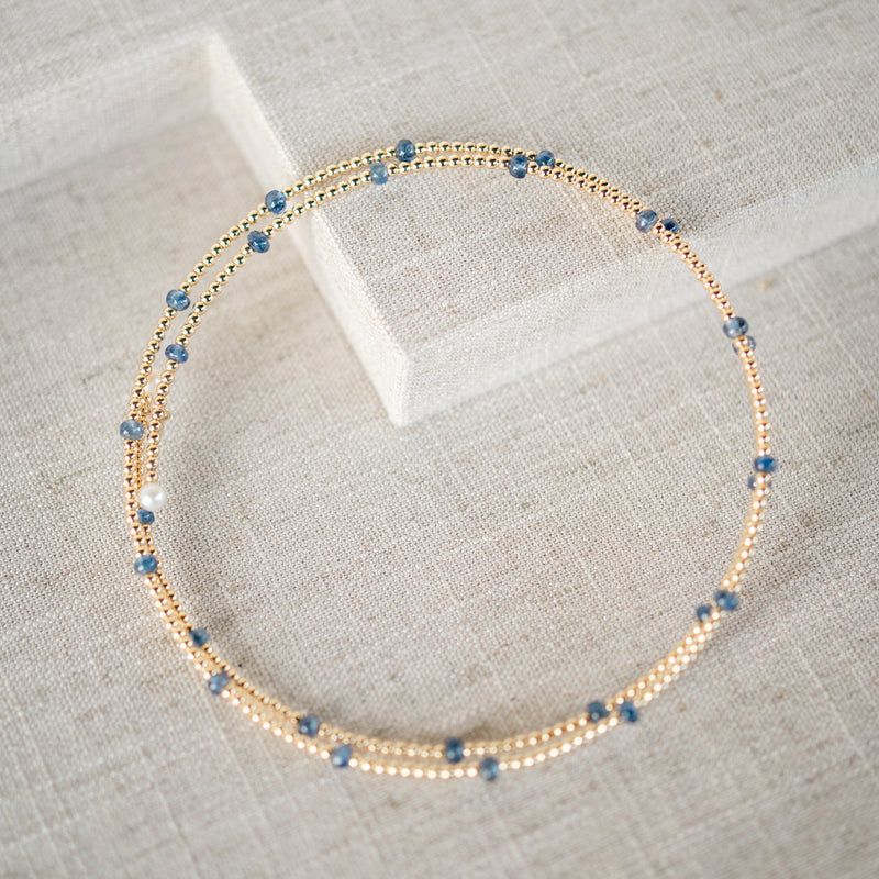 Yellow Gold Beaded Sapphire Choker