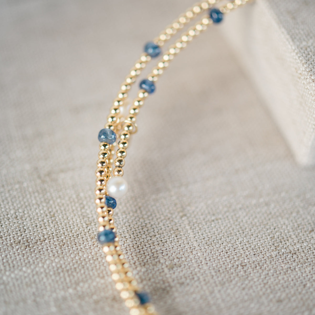 Yellow Gold Beaded Sapphire Choker