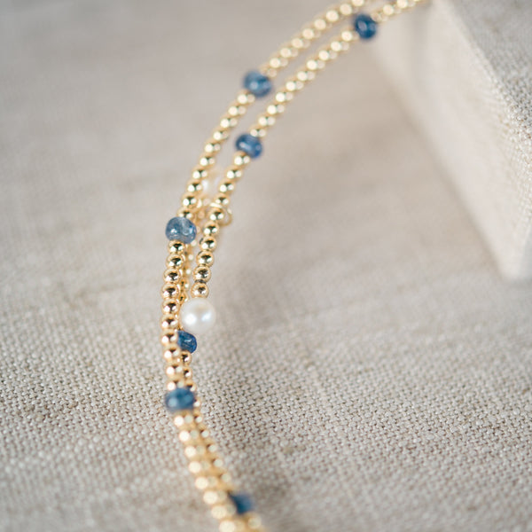Yellow Gold Beaded Sapphire Choker