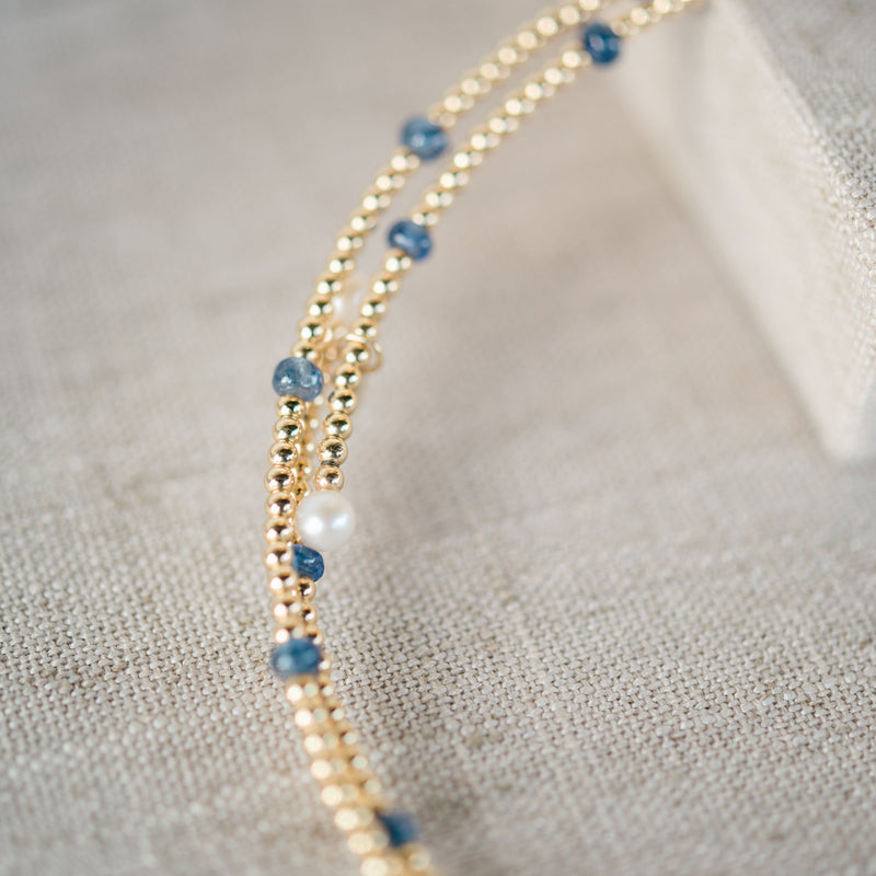Yellow Gold Beaded Sapphire Choker