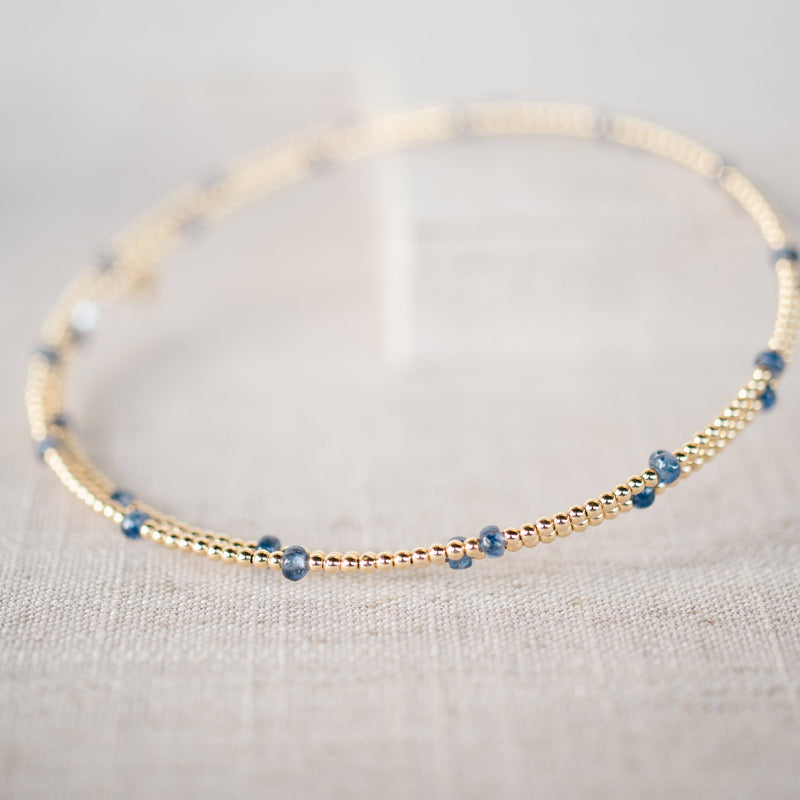 Yellow Gold Beaded Sapphire Choker
