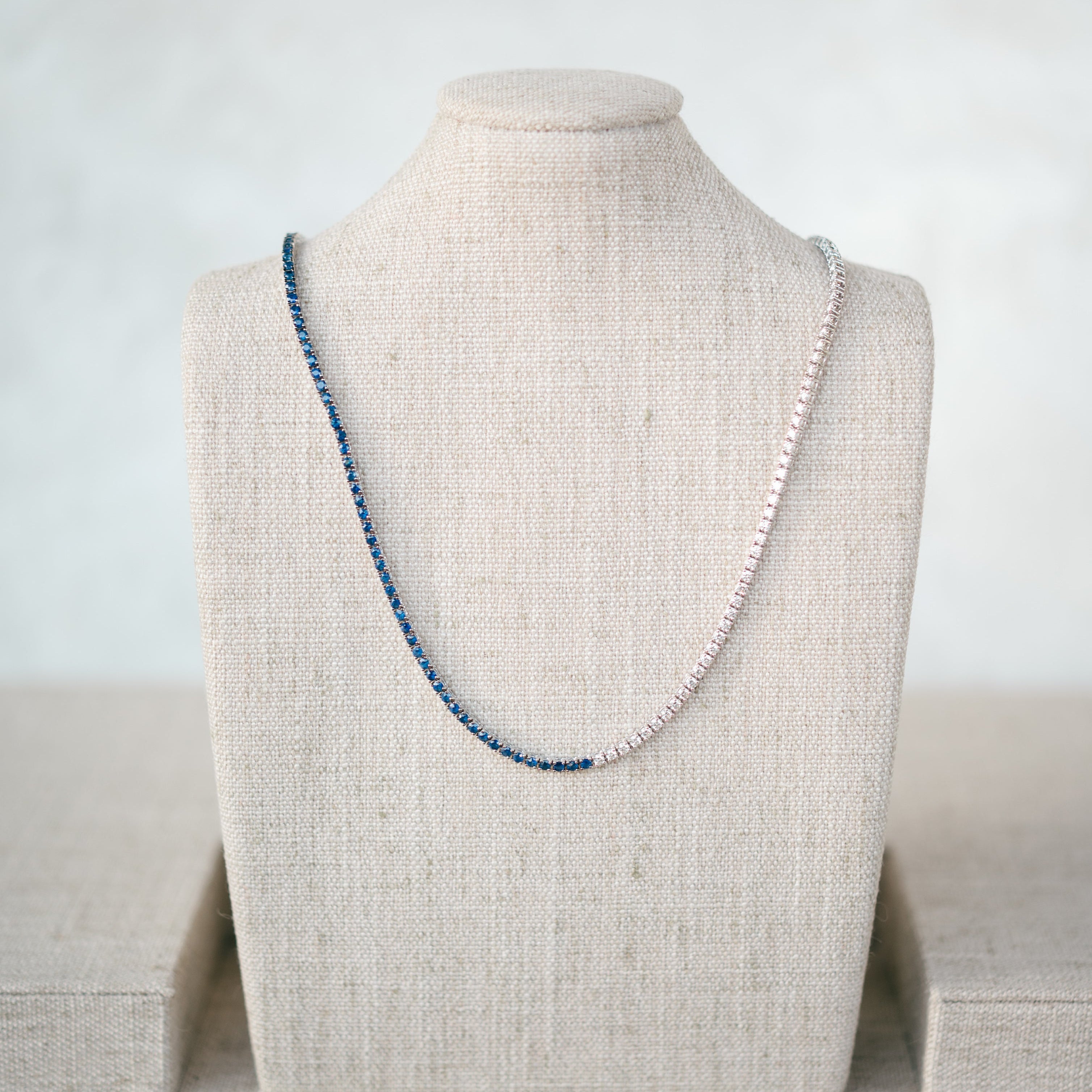 Diamond and Sapphire Tennis Necklace