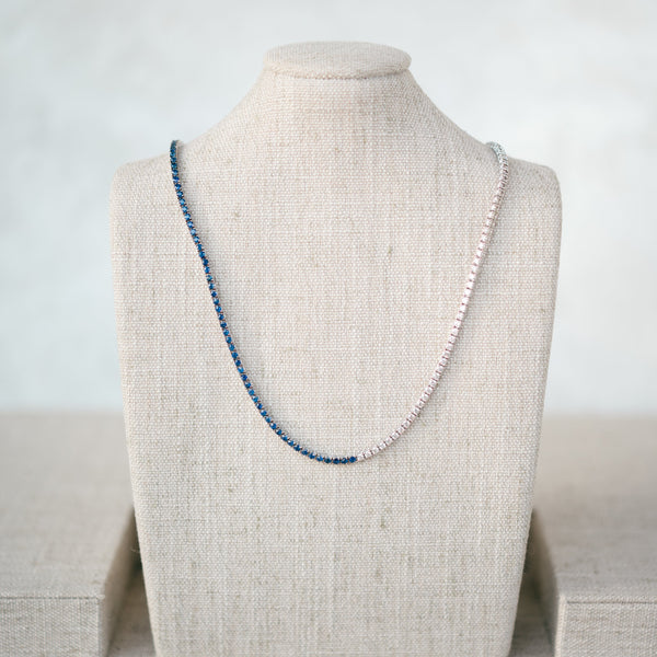Diamond and Sapphire Tennis Necklace
