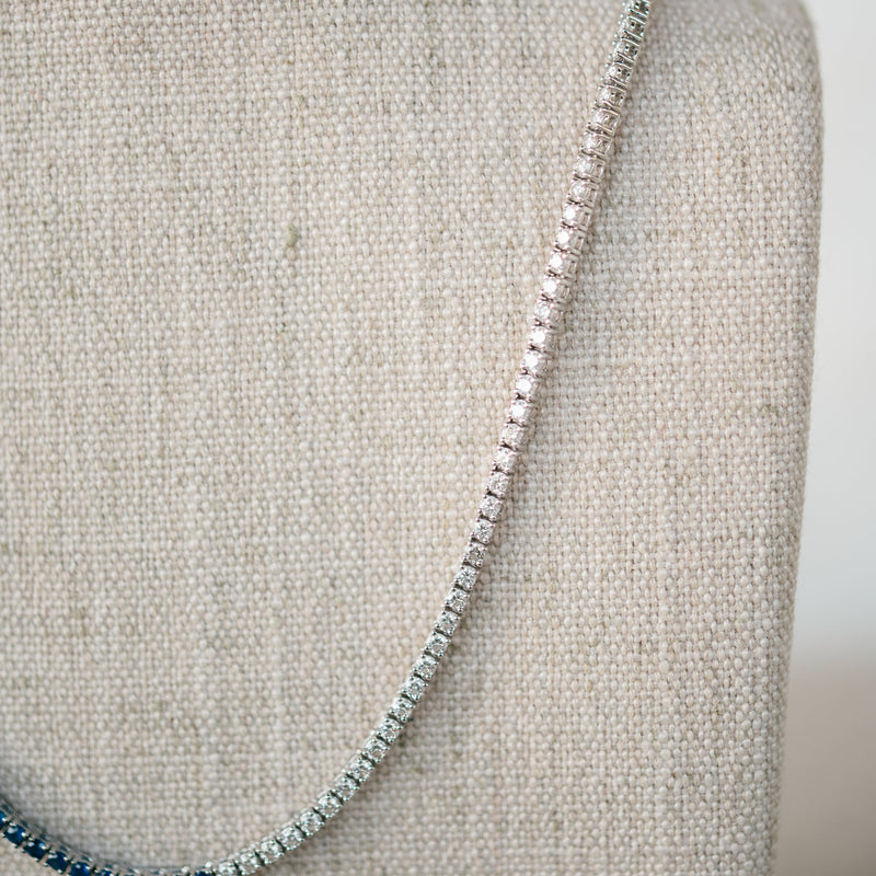 Diamond and Sapphire Tennis Necklace