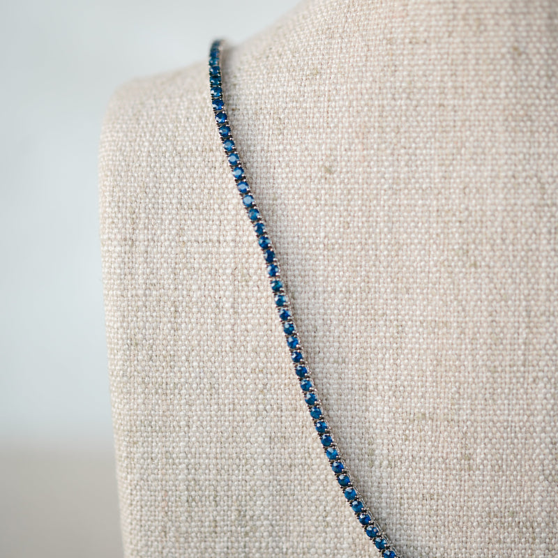 Diamond and Sapphire Tennis Necklace