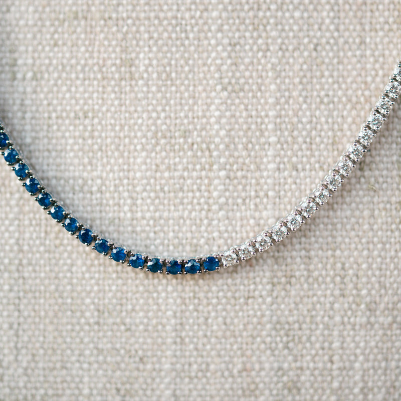 Diamond and Sapphire Tennis Necklace
