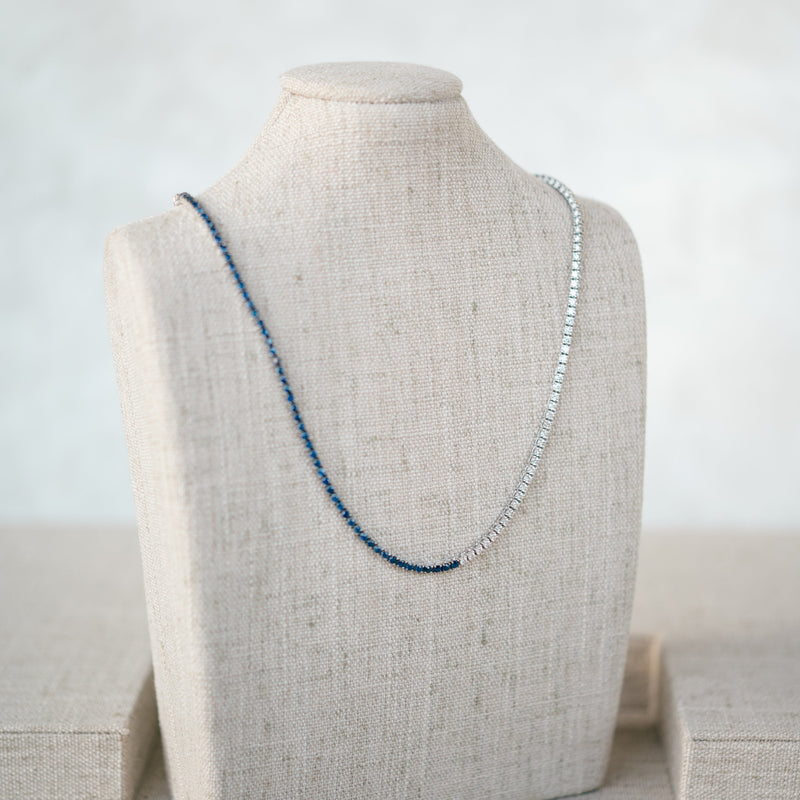 Diamond and Sapphire Tennis Necklace