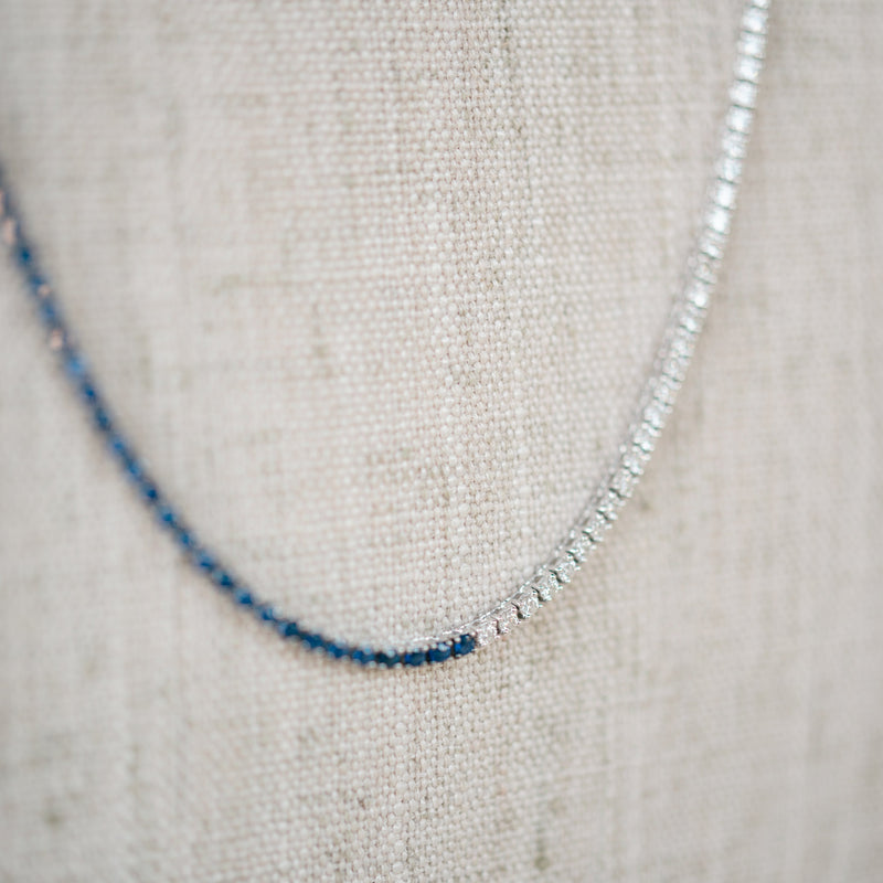 Diamond and Sapphire Tennis Necklace