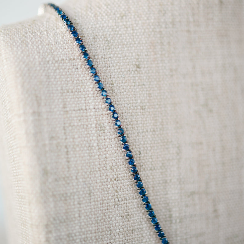 Diamond and Sapphire Tennis Necklace