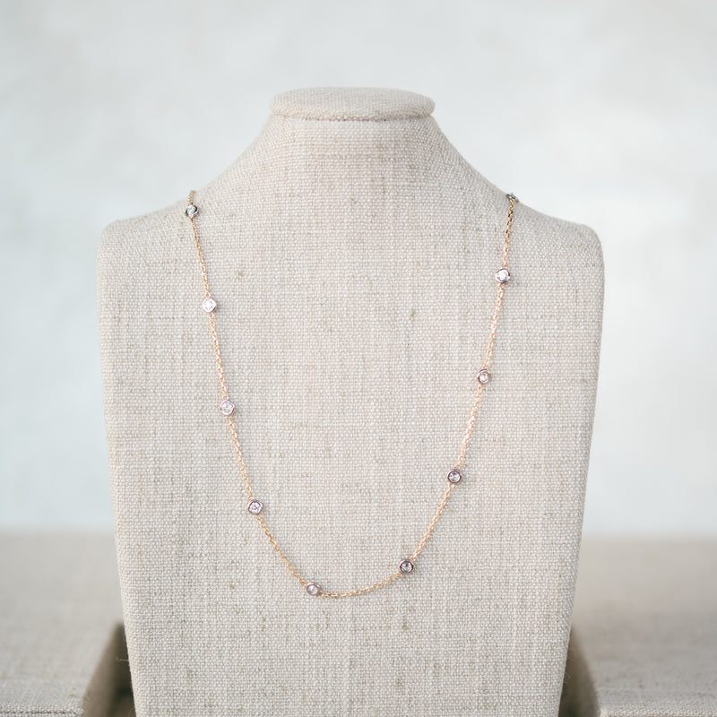 Mixed Metal Diamond Station Necklace