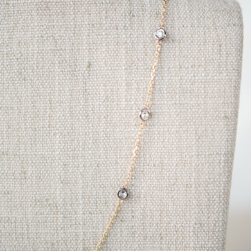 Mixed Metal Diamond Station Necklace