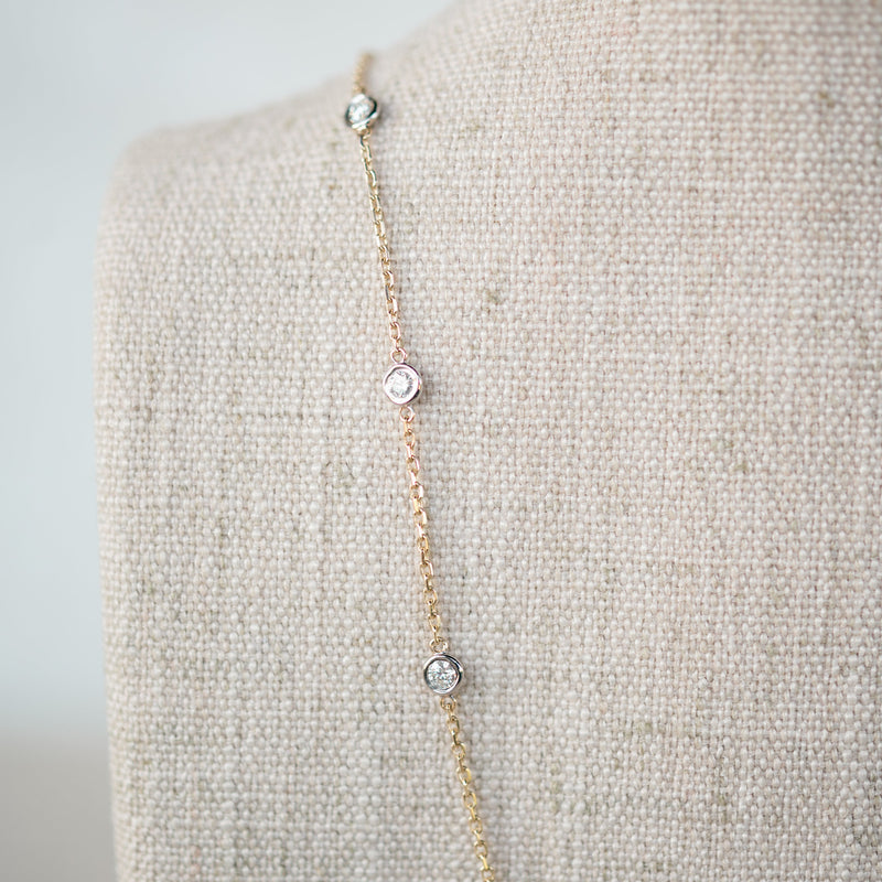 Mixed Metal Diamond Station Necklace