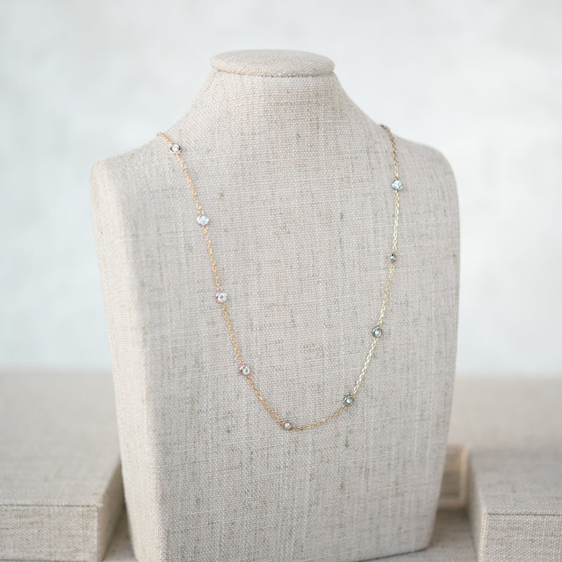 Mixed Metal Diamond Station Necklace
