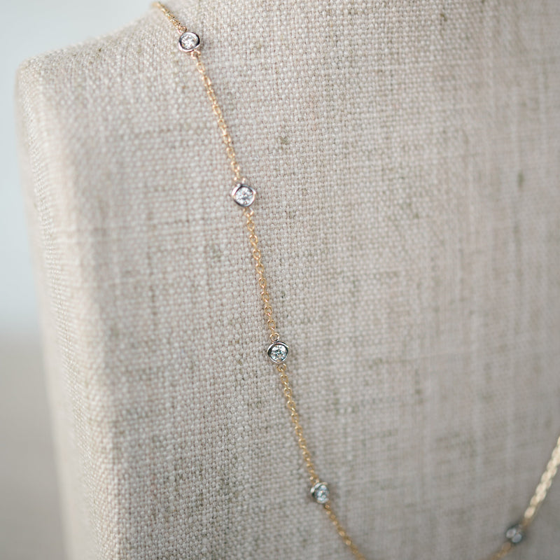 Mixed Metal Diamond Station Necklace