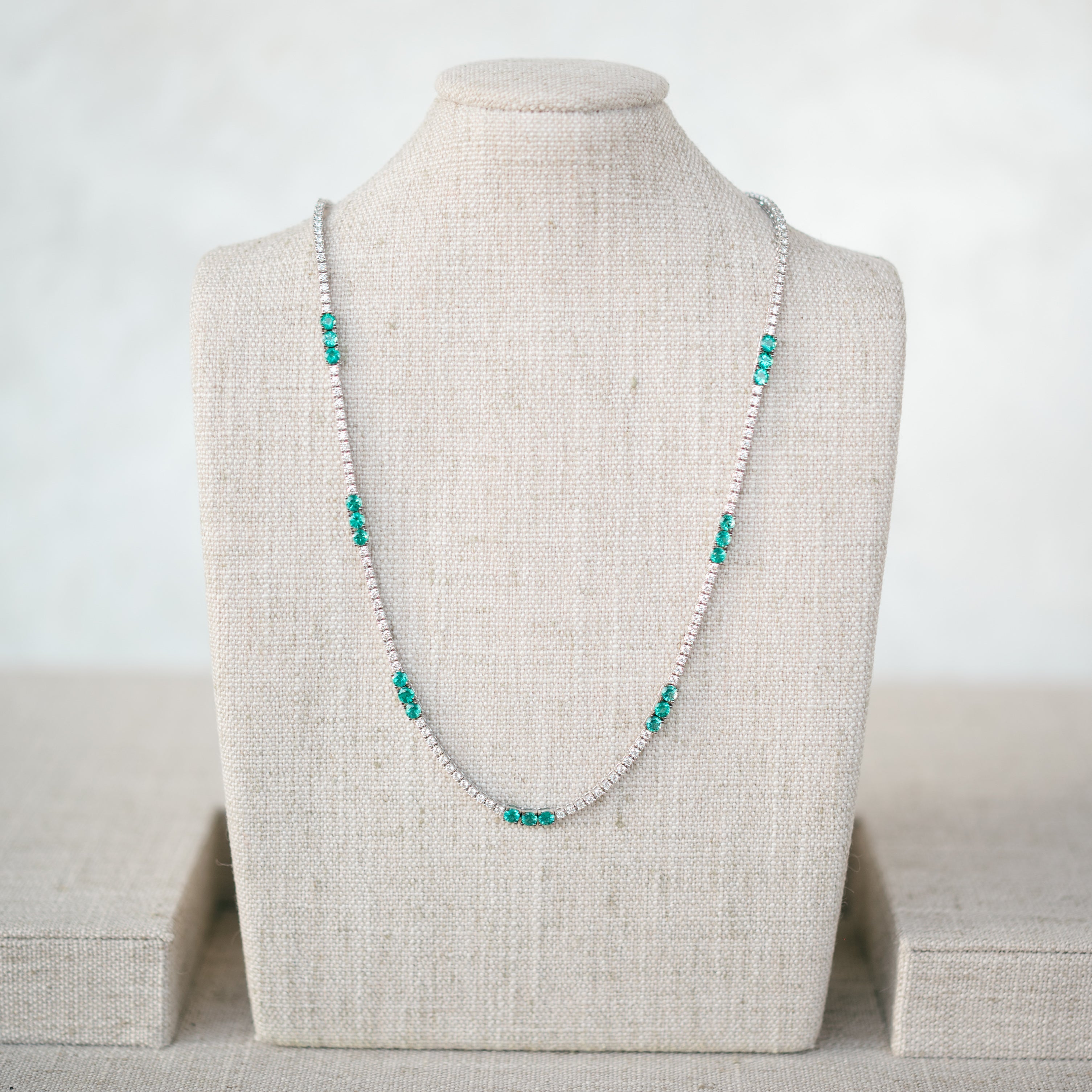 Diamond and Emerald Tennis Necklace