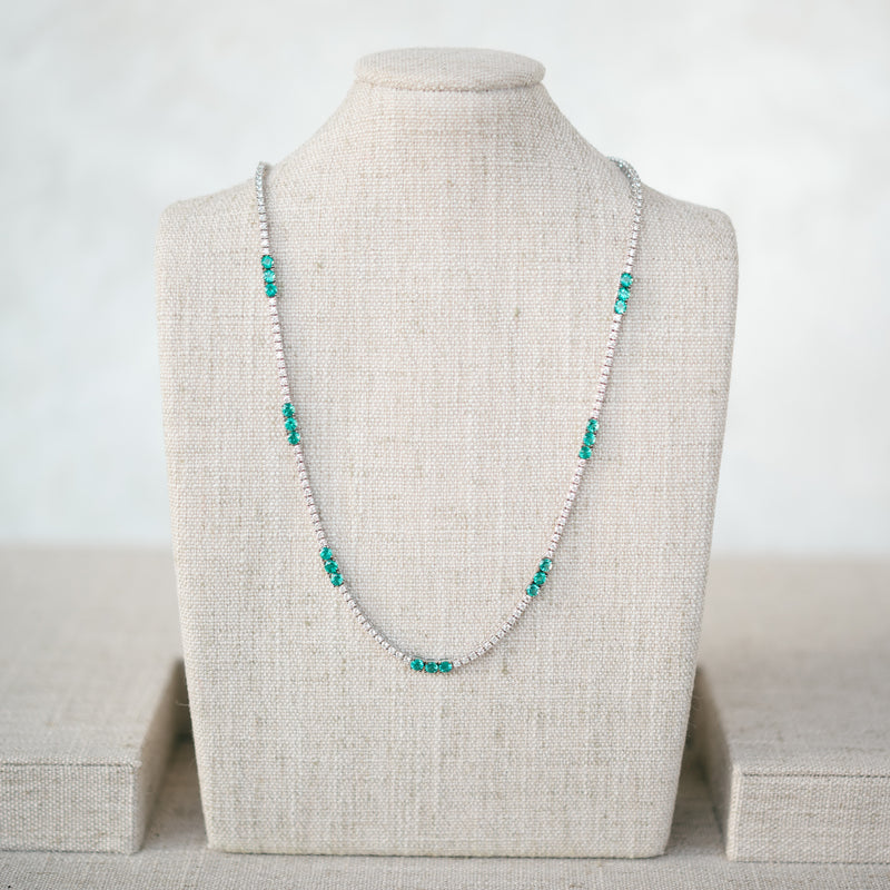 Diamond and Emerald Tennis Necklace