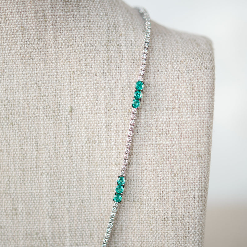 Diamond and Emerald Tennis Necklace