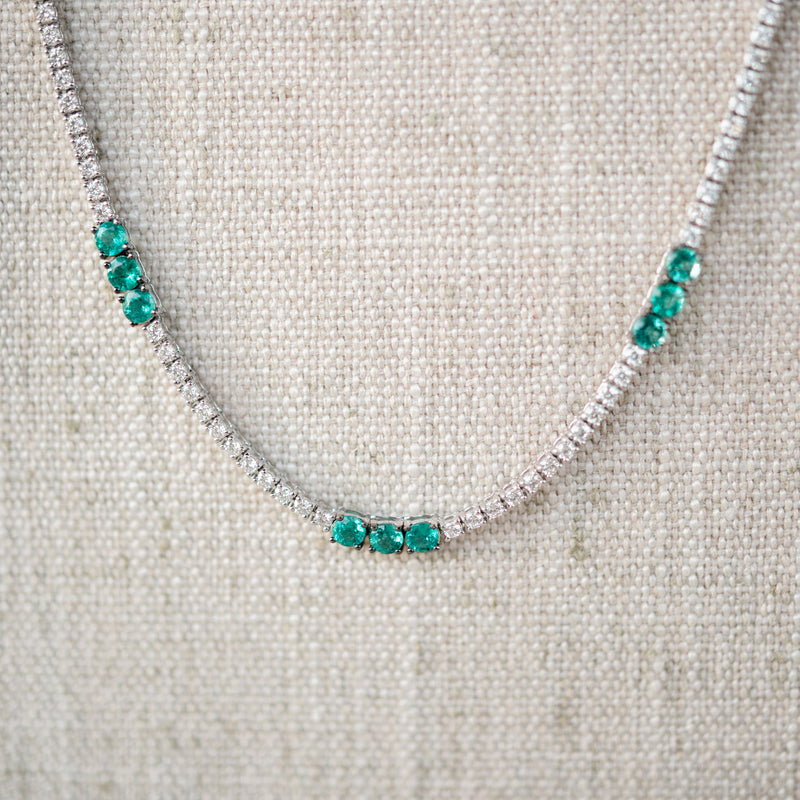 Diamond and Emerald Tennis Necklace