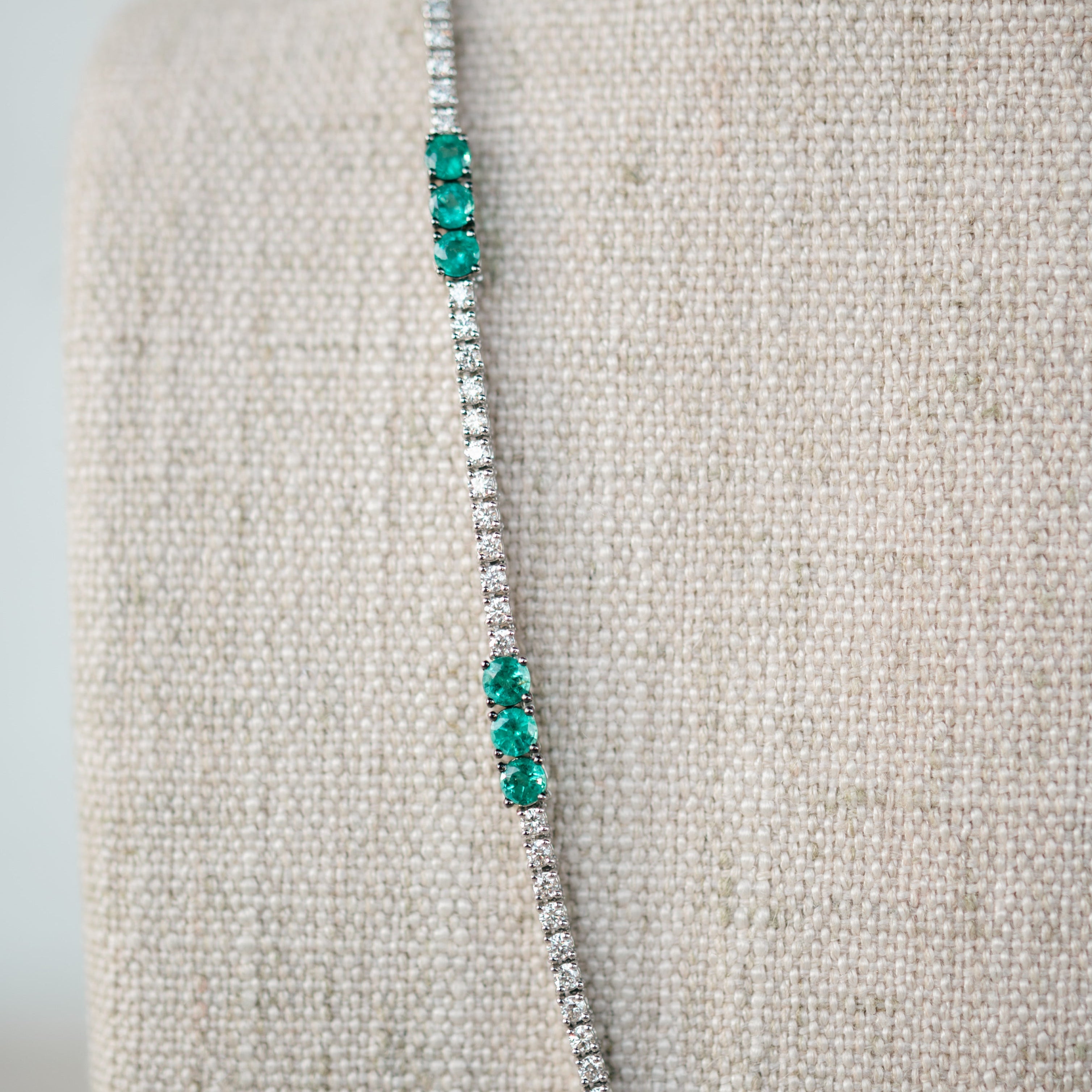 Diamond and Emerald Tennis Necklace
