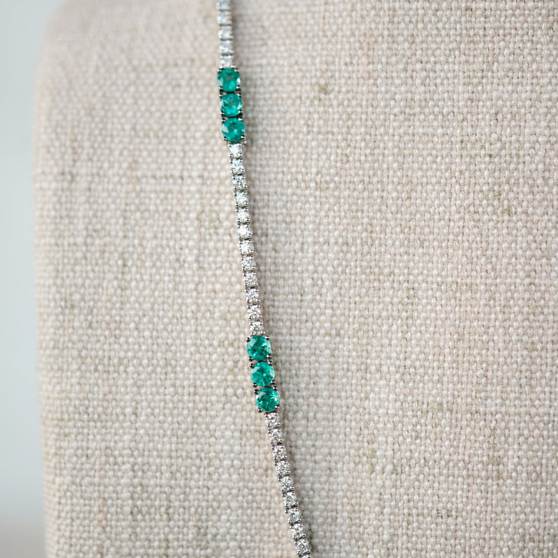 Diamond and Emerald Tennis Necklace