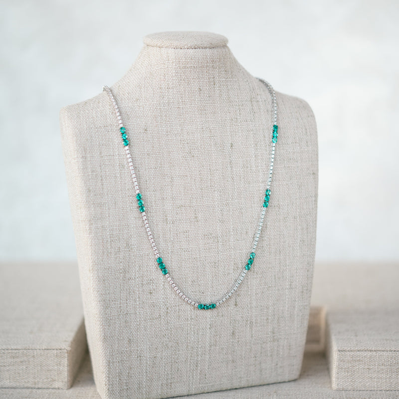 Diamond and Emerald Tennis Necklace
