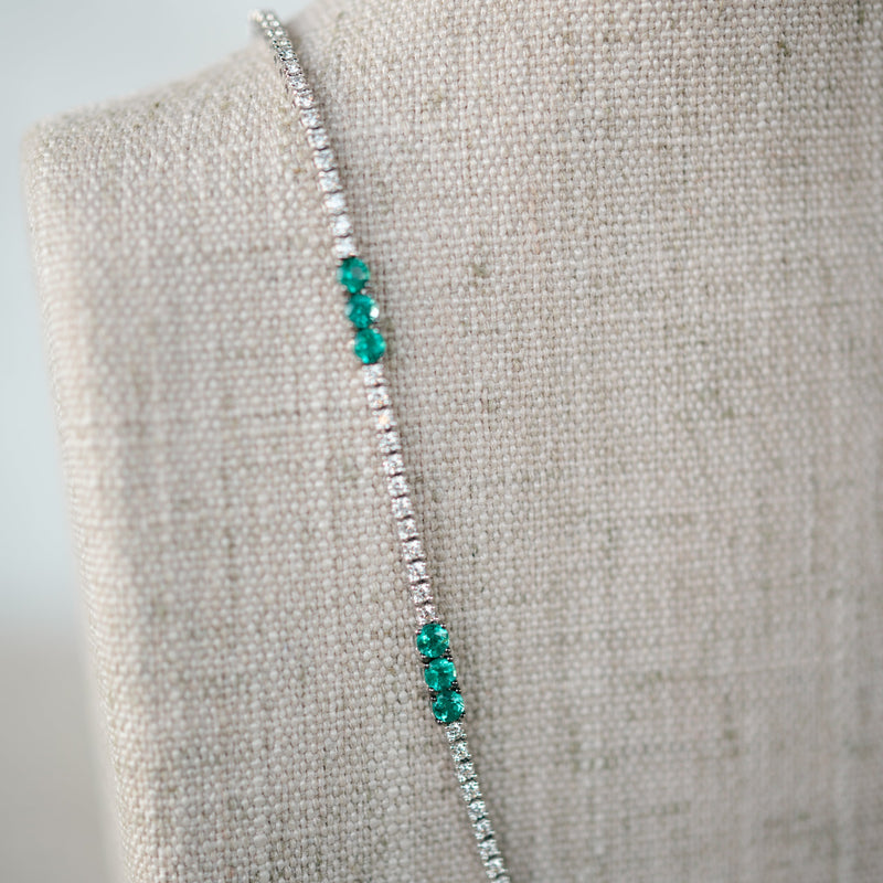 Diamond and Emerald Tennis Necklace