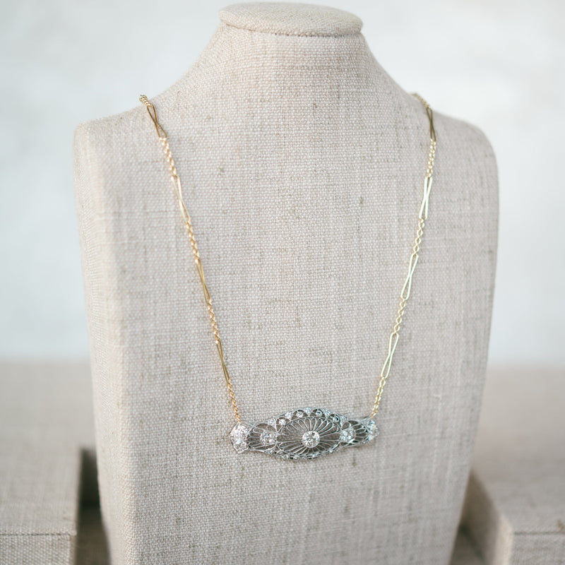 art deco diamond pin conversion necklace