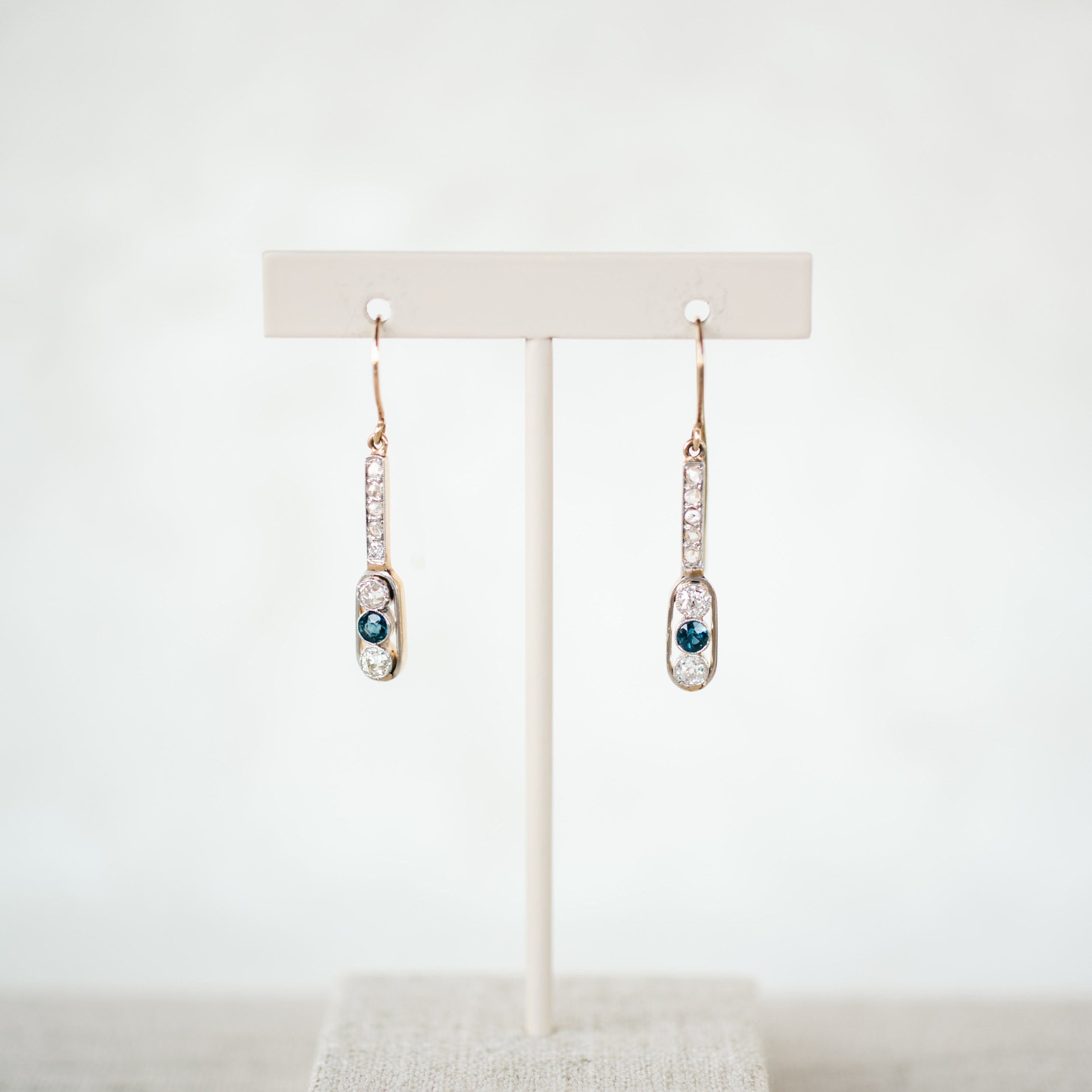 Art Deco Diamond and Sapphire Dangles