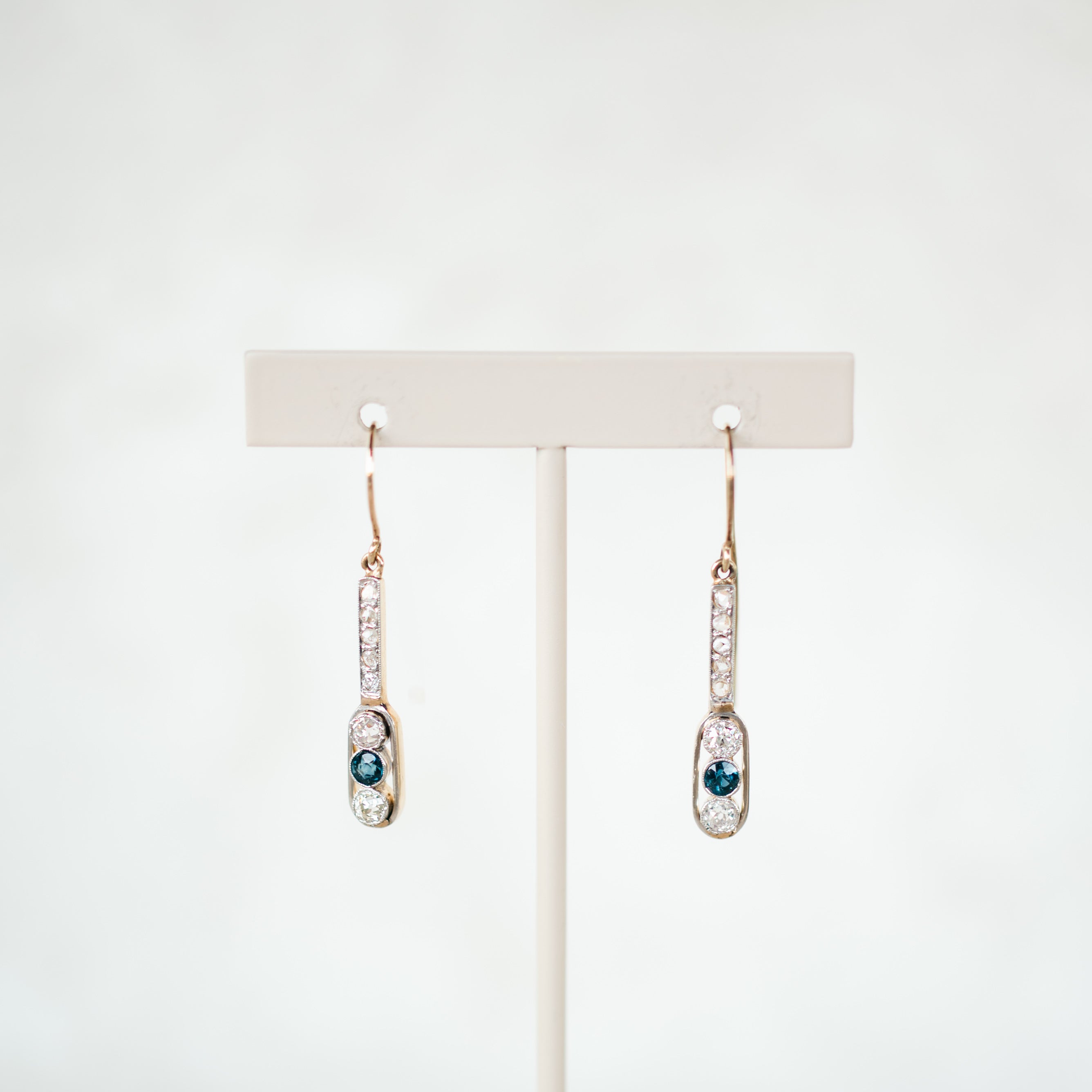 Art Deco Diamond and Sapphire Dangles