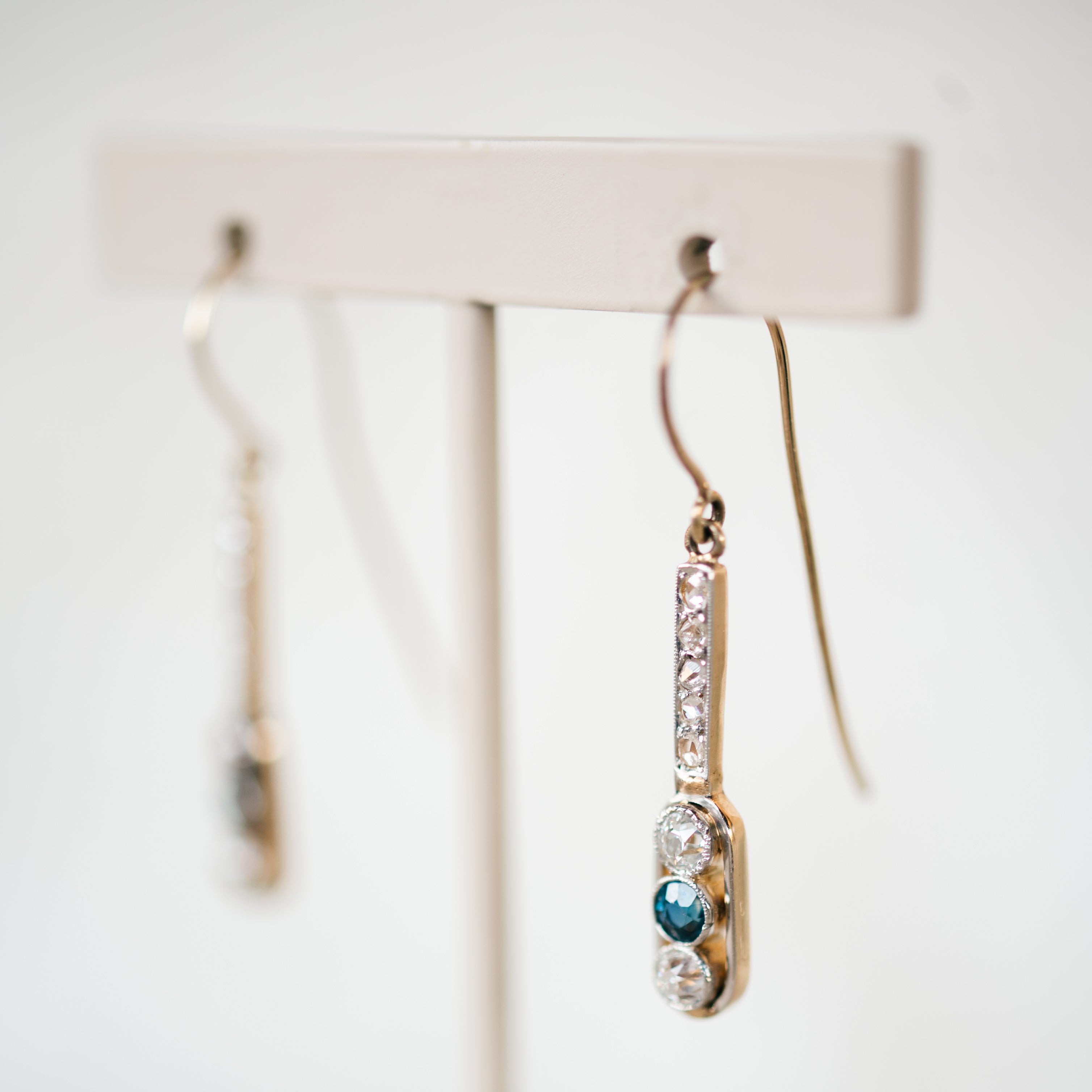 Art Deco Diamond and Sapphire Dangles