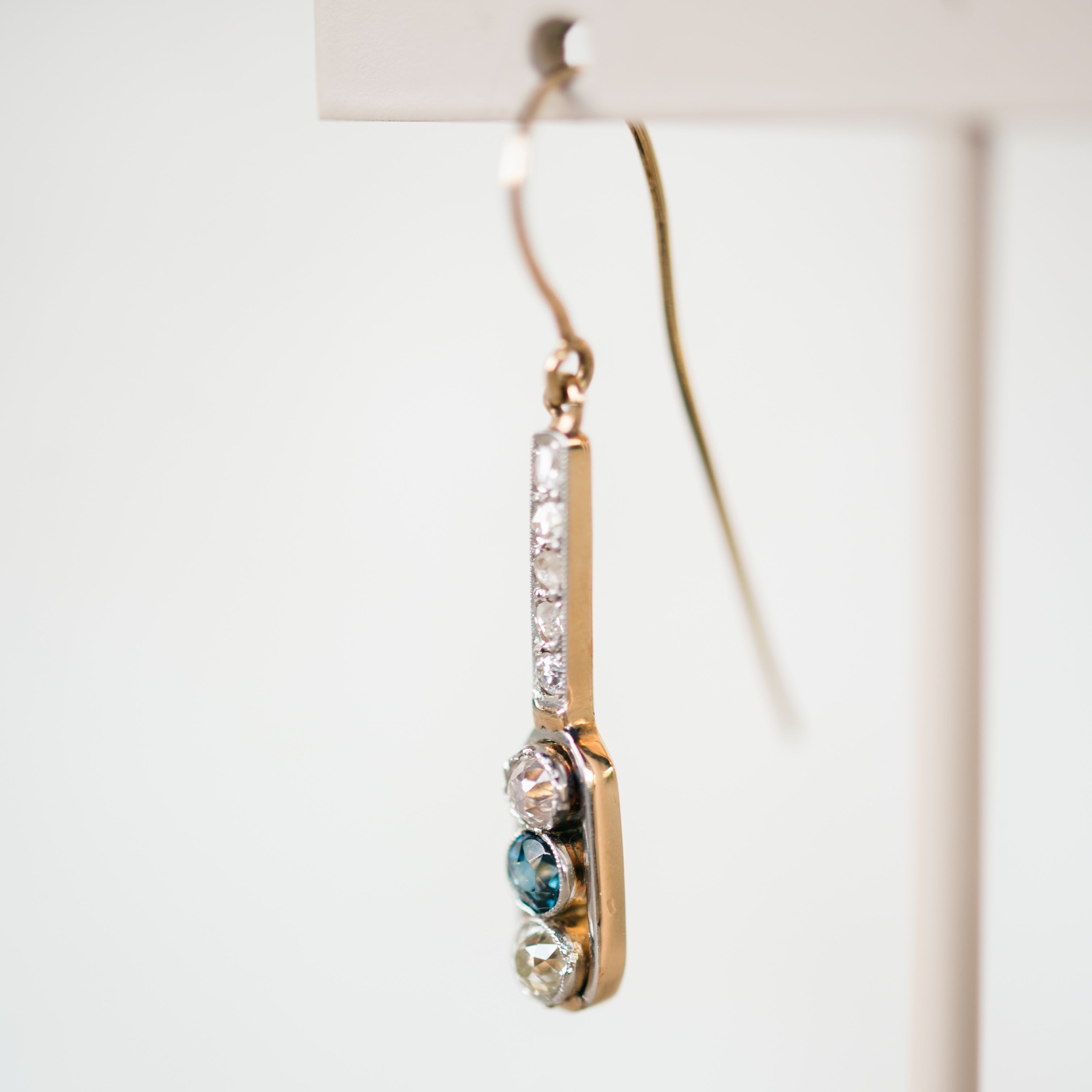 Art Deco Diamond and Sapphire Dangles